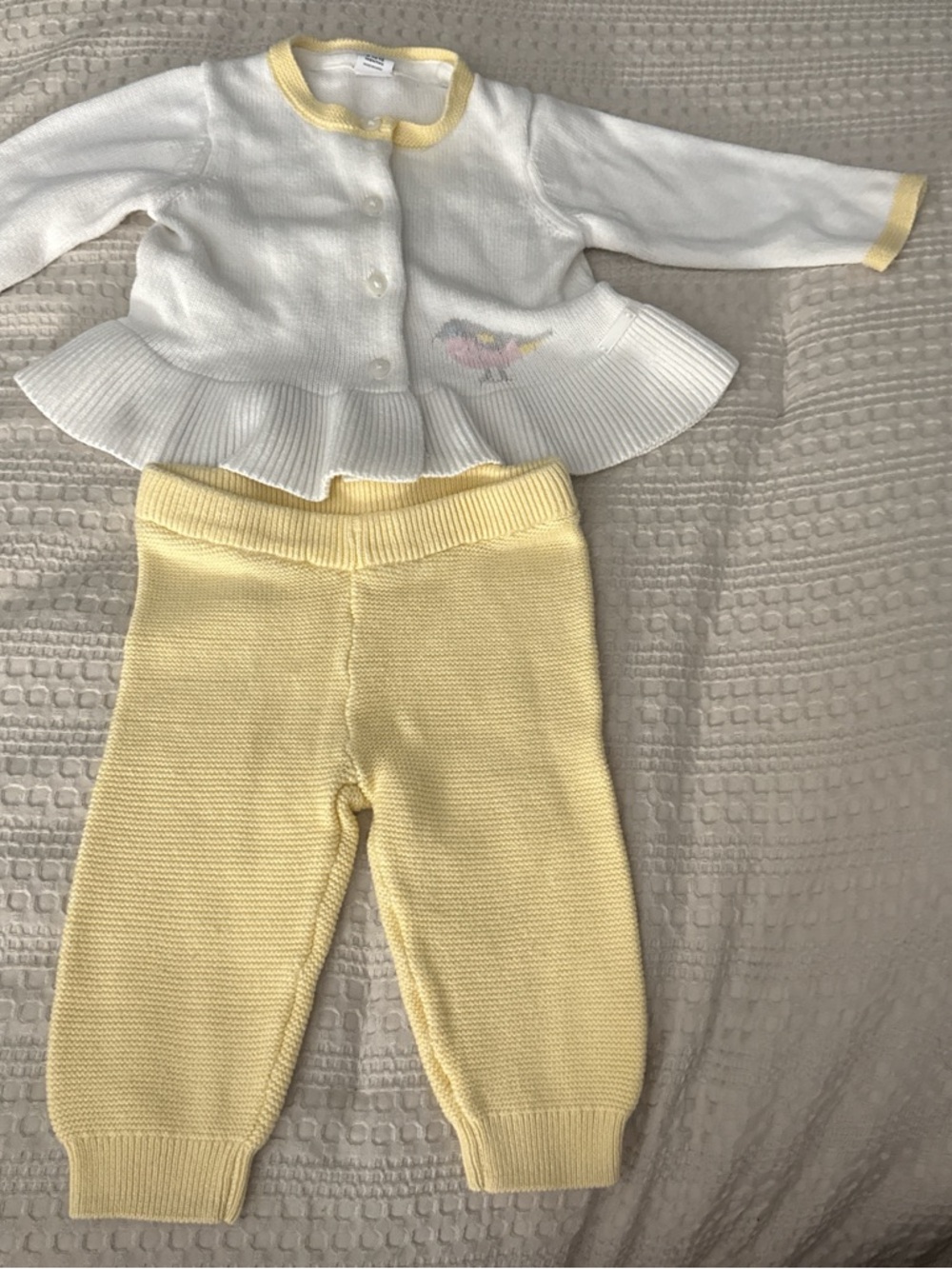 Janie and Jack White & Yellow Knit Peplum Top and Pants Set